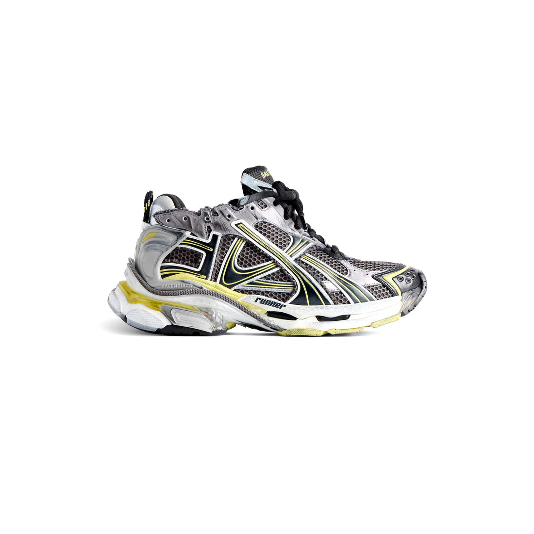 BALENCIAGA MEN'S RUNNER SNEAKER IN GREY/YELLOW/WHITE