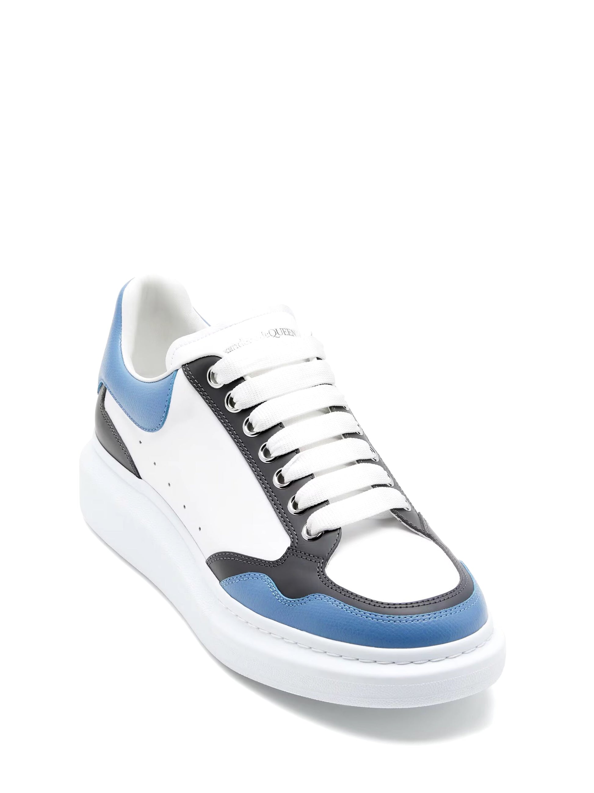 Alexander McQueen Men's Oversized Retro Sneaker in White/Blue/ Ash Gray