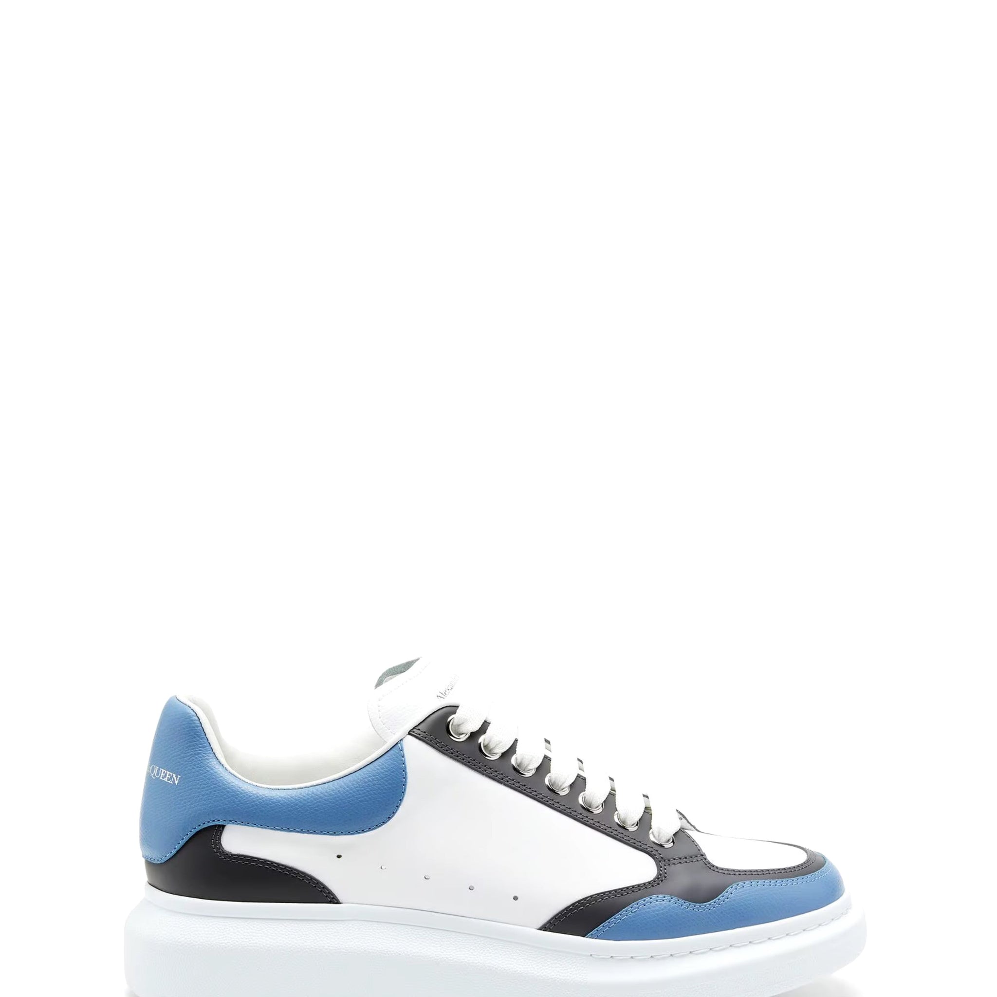 Alexander McQueen Men's Oversized Retro Sneaker in White/Blue/ Ash Gray